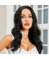 Siyah Geniş Dalgalı Fiber Sentetik Tül Peruk