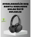 Siyah Kablosuz Bluetooth Kulaklık 300 Mah Hızlı Şarj Katlanabilir Pedli