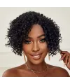 Siyah Kısa Afro Yan Tül Peruk