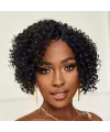 Siyah Kısa Afro Yan Tül Peruk