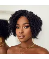 Siyah Kısa Afro Yan Tül Peruk