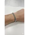 Siyah - Lacivert Deri / Çelik  Erkek Deri Bileklik 20 Cm  - Ebl0052