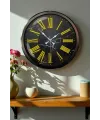 Siyah Mermer Desenli 52 Cm Metal Duvar Saati