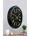 Siyah Mermer Desenli 52 Cm Metal Duvar Saati