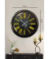 Siyah Mermer Desenli 52 Cm Metal Duvar Saati