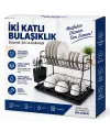 Siyah - Metal 2 Katlı Tabaklık - Bulaşıklık