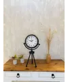 Siyah Metal Mini Tripod Farsça Masa Saati 45×26 cm