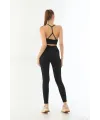 ieg™ SİYAH MI  3921 Soft Seamless Ripli Tayt Yoga Takımı