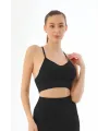ieg™ SİYAH MI  3921 Soft Seamless Ripli Tayt Yoga Takımı