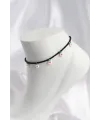 Siyah Renk Boncuklu Papatya Motifli Halhal