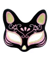 Siyah Renk Süet Kaplama Üzeri Sarı Pembe Simli Kedi Maskesi 17x14 cm