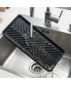 Siyah Silikon Yağdanlık Altlığı – Kaydırmaz Mutfak Organizer 23x10 cm