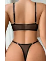 Siyah Transparan Tül Bralet Tanga İç Giyim Takımı IEG1383