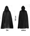 Siyah Uzun Pelerin 120 Cm Kapüşonlu – Cosplay Ve Parti Kostümü