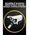 Solar Lamba Kamera Görünümlü Duvar Lambası Dönebilen Bahçe Aydınlatması