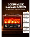 Solar Panelli Alev Işıklı Bluetooth Hoparlör – Çoklu Giriş, Uzun Pil Ömrü