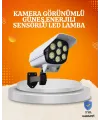 Solar Şarjlı Hareket Sensörlü Led Dış Mekan Lambası Kamera Tasarımlı Güvenlik Işığı