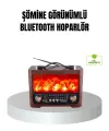 Solar Şarjlı Şömine Alev Efektli Bluetooth Hoparlör 7w Taşınabilir Ses Sistemi