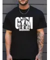 Sporda Günlük Hayata Giyilebilir GYM Baskılı Oversize Bisiklet Yaka Erkek T-shirt - Siyah
