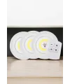 Spot Lamba Led Işık 3lü Uzaktan Kumandalı Pilli Yapışkanlı Kablosuz