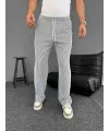 Su Yolu Çizgili Cepli Pantalon - Gri