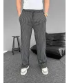 Su Yolu Çizgili Cepli Pantalon - Siyah