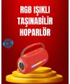 Suya Dayanıklı 20w Rgb Hoparlör Bluetooth, Usb, Sd Kart Ve Aux Girişli