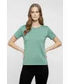 T-Shirt Bisiklet Yaka Slim Fit Likralı Tişört Günlük Basic Body - Mint Yeşili