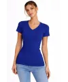 T-Shirt V Yaka Slim Fit Likralı Tişört Günlük Basic Body - İndigo