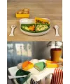 Tabldot Mama Tabağı Çıkarılabilir Kaseli -tepsili 4 Bölmeli Çatal Kaşıklı Ayıcık Beslenme Kabı