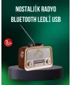 Taşınabilir Nostalji Radyo Bluetooth Usb Aux Girişli