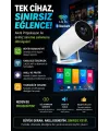 Taşınabilir Sinema Projektörü Bluetooth Android 11 Akıllı Projeksiyon Wifi Beyaz