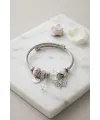 Taşlı Kelebek ve Pembe Charmlı Bileklik