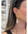 Taşlı Küpe - Kahverengi