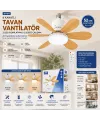 Tavan Vantilatörü ve LED Avize - Uzaktan Kumandalı - 6 Kanatlı - 52 cm