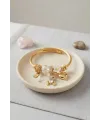 Tavşan Model Gold Renk Beyaz Charmlı Bileklik