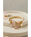 Tavşan Model Gold Renk Pembe Charmlı Bileklik