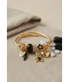 Tavşan Model Gold Renk Siyah Charmlı Bileklik