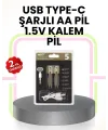 Tekrar Şarj Edilebilir Aa Usb Type-c Pil | 1000+ Döngü | 1.5v Sabit Voltaj