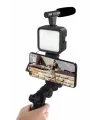 Telefon Tutucu Mini Mikrofonlu Tripod Vlog Çekim Video