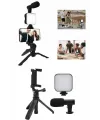 Telefon Tutucu Mini Mikrofonlu Tripod Vlog Çekim Video