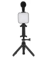 Telefon Tutucu Mini Mikrofonlu Tripod Vlog Çekim Video