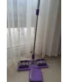 Teleskobik Cam Yer Tavan Silme - İstediğin Bezi Tak Kullan - 4 Mandallı -yedek Bezli Mop Seti