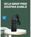 Termal Koruma Sistemli Usb Type-c 10’lu Grup Priz 2m 2500w Güç Kapasiteli
