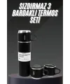 Termos Seti Paslanmaz Çelik 3 Bardaklı Vakumlu Termos Set 500 Ml 12 Saate Kadar Isı Koruma