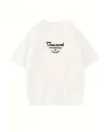 Thousand Baskılı Oversize Bisiklet Yaka T-shirt - Beyaz