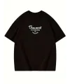 Thousand Baskılı Oversize Bisiklet Yaka T-shirt - Siyah