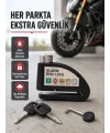 Titreşim Sensörlü Alarmlı Motosiklet Disk Kilidi 14mm Çelik Çift Kilitleme