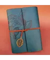 Toptan Deri Yaprak Desenli Petrol Mavisi Defter