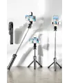 Tripod Kablosuz Bluetooth Bağlantılı Selfie Çubuğu 360 Derece Dönebilen